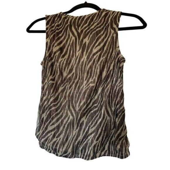 ANTHROPOLOGIE Eri + Ali Kasi Shimmer Top Zebra Print Sz XS NWT Ret $68 - Picture 8 of 15